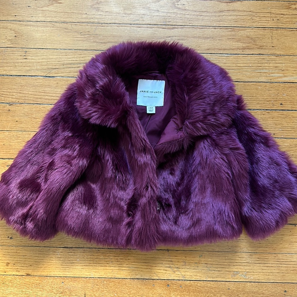 3T-4T Janie & Jack faux fur purple cropped jacket